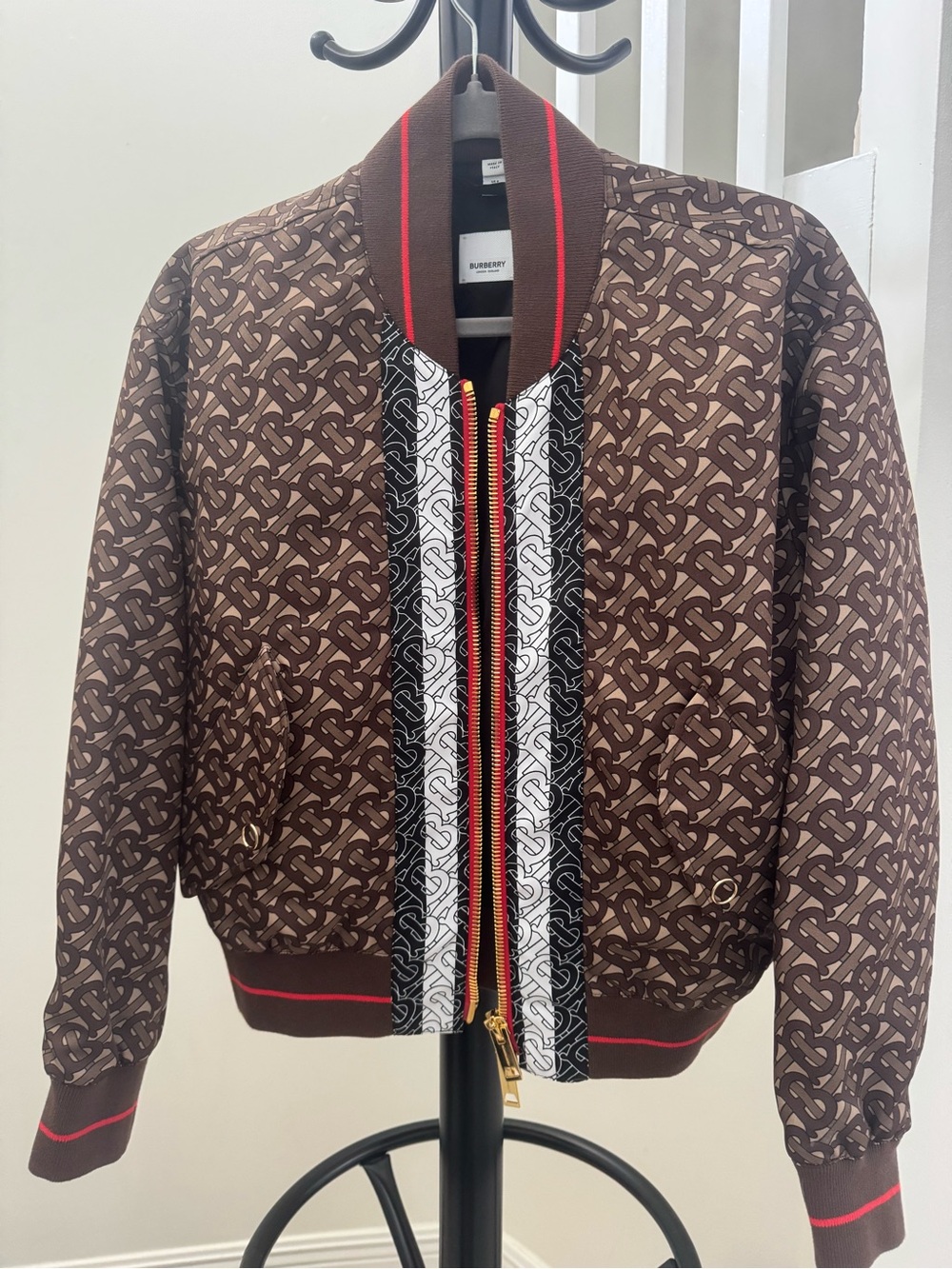 Burberry Brown Monogram Bomber Jacket